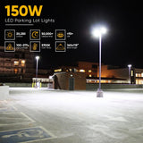 LED Pole Light 150W/120W/100W with Dusk to Dawn Photocell, 5700K, 133LM/W, Universal Mount (Adjustable Slip Fitter + Wall Mount), Bronze, AC120-277V,  Waterproof IP65, Parking Lot Lights, Outdoor Area Street Security Lighting Fixture