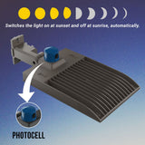 LED Pole Light with Dusk to Dawn Photocell 300W/240W/200W Wattage Adjustable, 5700K, 133 LM/W, AC120-277V, Universal Mount (Adjustable Slip Fitter + Wall Mount), Bronze Waterproof IP65, Parking Lot Lights - Outdoor Commercial Area Street Lighting