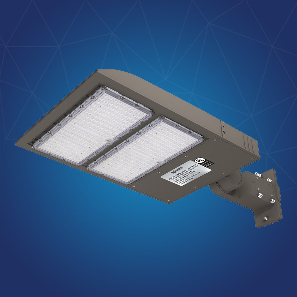 LED Pole Light with Dusk to Dawn Photocell 300W/240W/200W Wattage Adjustable, 5700K, 133 LM/W, AC120-277V, Universal Mount (Adjustable Slip Fitter + Wall Mount), Bronze Waterproof IP65, Parking Lot Lights - Outdoor Commercial Area Street Lighting