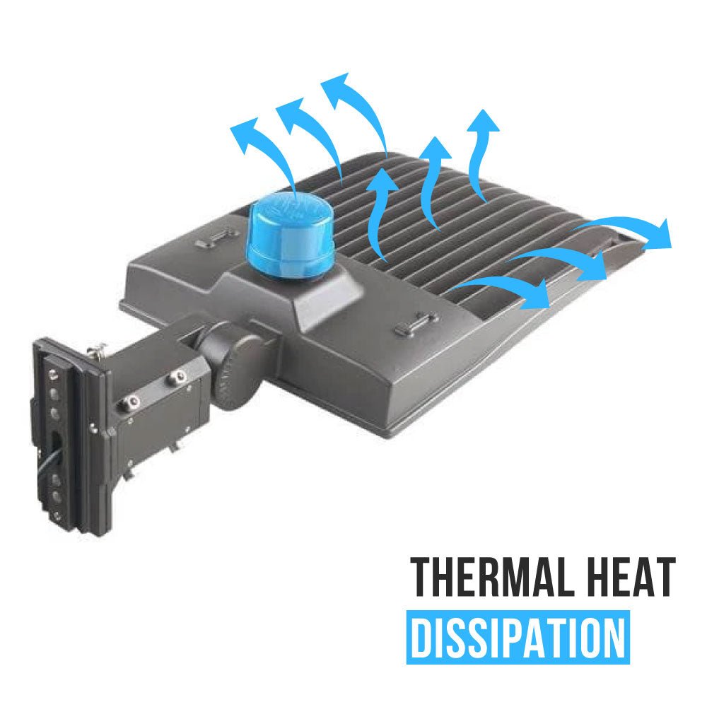 LED Pole Light with Dusk to Dawn Photocell, 300W/240W/200W Wattage Adjustable, 5700K, 133 LM/W, Universal Mount (Adjustable Slip Fitter + Wall Mount), Gray, IP65 Waterproof, AC120-277V, LED Parking Lot Lights - Outdoor Commercial Area Street Lighting