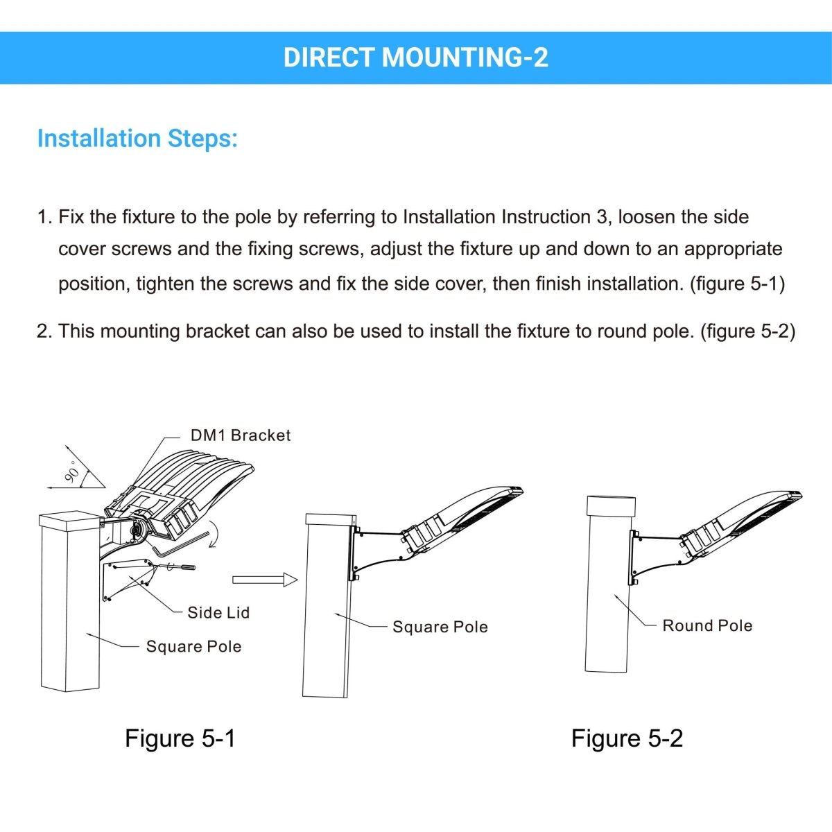 LED Pole Light with Dusk to Dawn Photocell, 300W/240W/200W Wattage Adjustable, 5700K, 133 LM/W, Universal Mount (Adjustable Slip Fitter + Wall Mount), Gray, IP65 Waterproof, AC120-277V, LED Parking Lot Lights - Outdoor Commercial Area Street Lighting