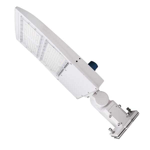 LED Pole Light with Dusk to Dawn Photocell, 300W/240W/200W Wattage Adjustable, 5700K, 133 LM/W, Universal Mount (Adjustable Slip Fitter + Wall Mount), White, IP65 Waterproof, AC120-277V, LED Parking Lot Lights - Outdoor Commercial Area Street Lighting