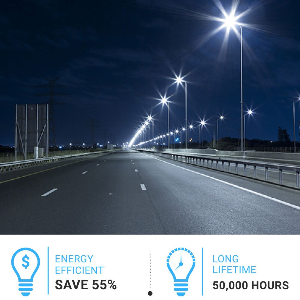 LED Pole Light with Dusk to Dawn Photocell, 300W/240W/200W Wattage Adjustable, 5700K, 133 LM/W, Universal Mount (Adjustable Slip Fitter + Wall Mount), White, IP65 Waterproof, AC120-277V, LED Parking Lot Lights - Outdoor Commercial Area Street Lighting