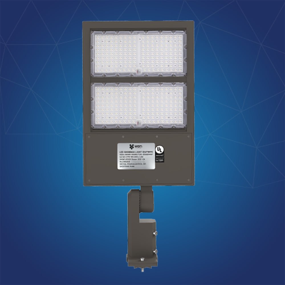 LED Pole Lights Outdoor 300W/240W/200W Wattage Adjustable, 5700K, 133 LM/W, Universal Mount (Adjustable Slip Fitter + Wall Mount), Bronze, IP65 Waterproof, AC120-277V, LED Parking Lot Lights - Commercial Area Street Security Lights