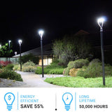 LED Post Top Light With Photocell 75W, 5700K, AC120-277V, UL, DLC Listed, IP65 Waterproof, Dimmable, Bronze, For Street Yard Garden Lighting