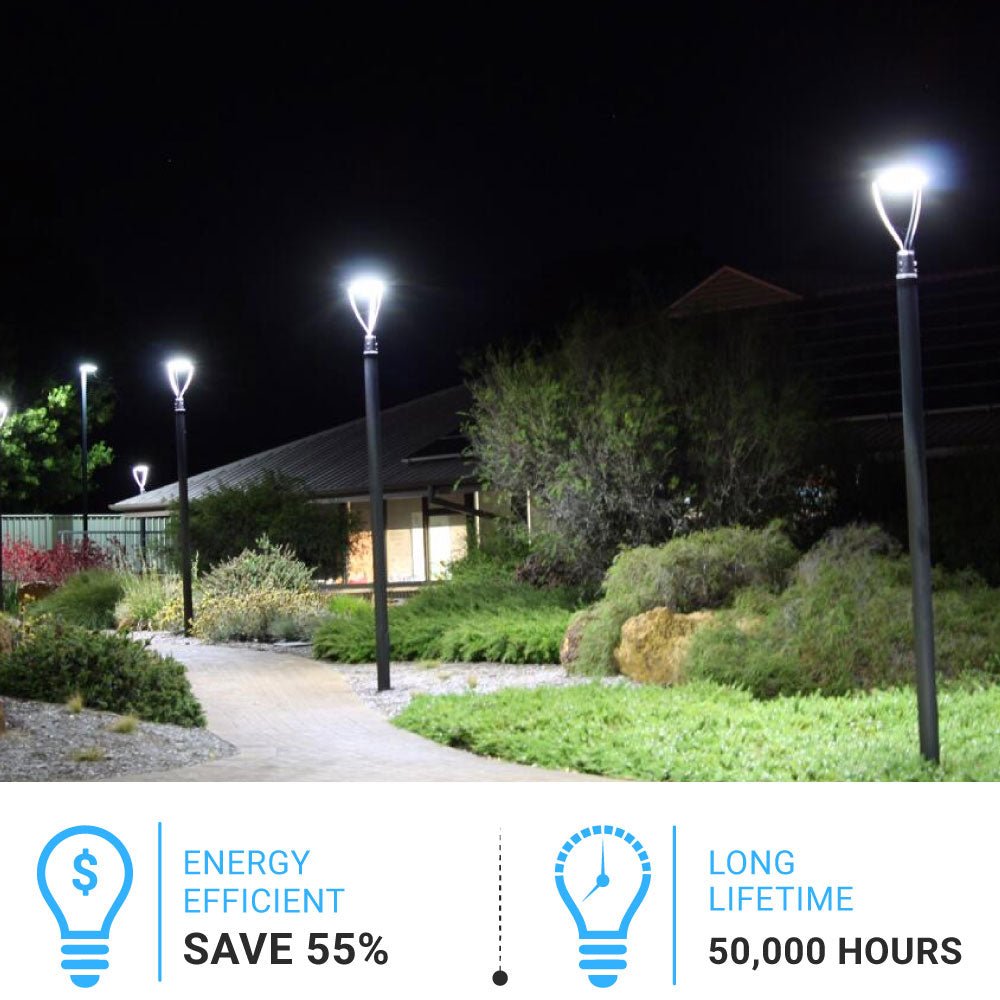 LED Post Top Light With Photocell 75W, 5700K, AC120-277V, UL, DLC Listed, IP65 Waterproof, Dimmable, Bronze, For Street Yard Garden Lighting