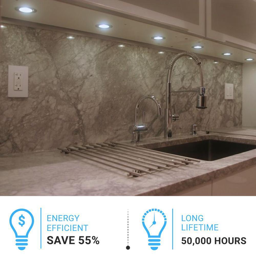 LED Puck Lights, 3-Piece Kit Direct Plug-In, Dimmable, 3x3 Watts, 3x140 LM, White, Linkable LED Under Counter Lights for Kitchen, Desk