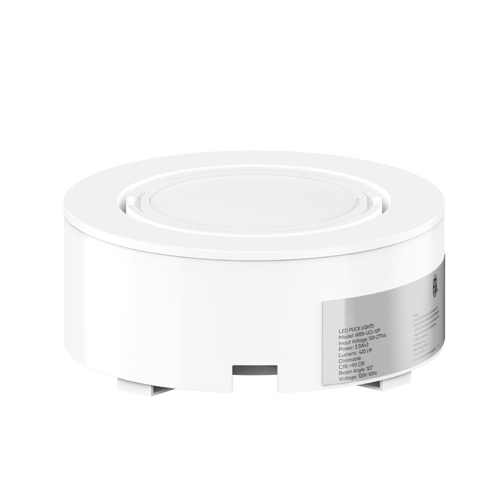 LED Puck Lights, 3-Piece Kit Direct Plug-In, Dimmable, 3x3 Watts, 3x140 LM, White, Linkable LED Under Counter Lights for Kitchen, Desk