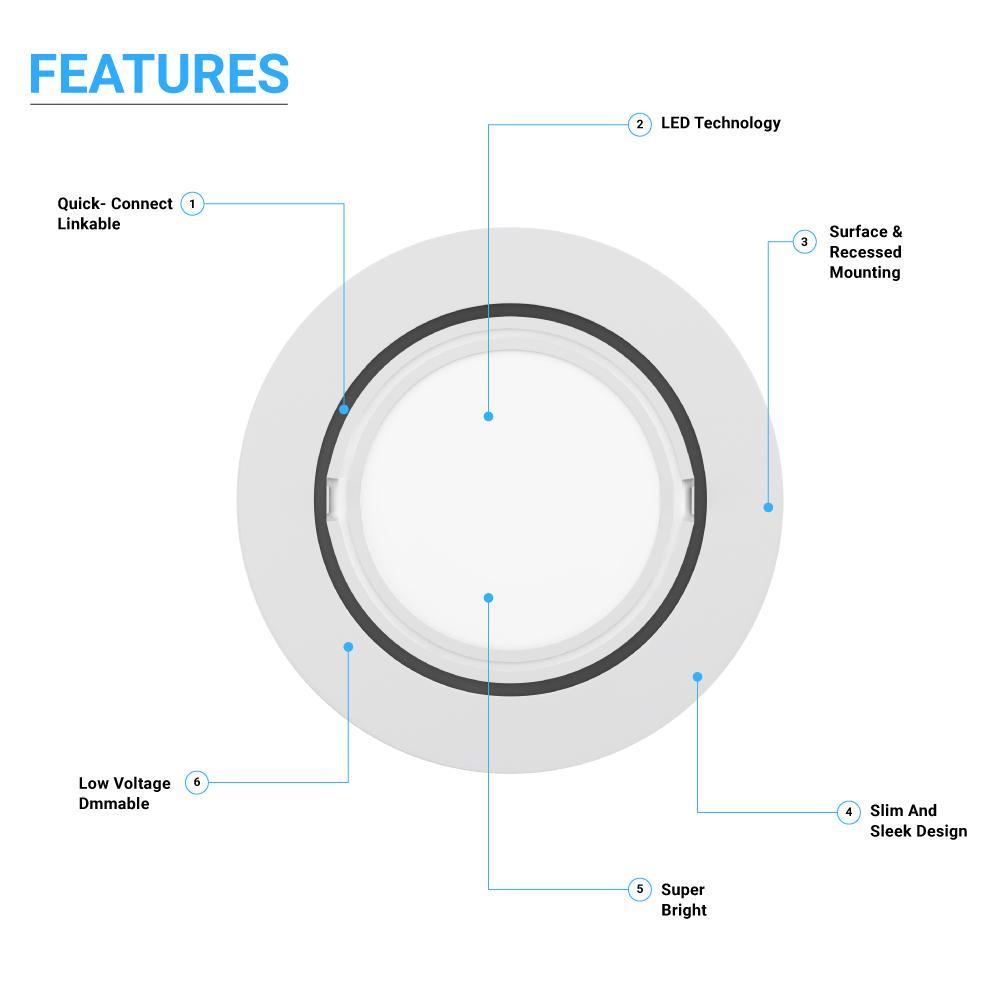 LED Puck Lights, 3-Piece Kit Direct Plug-In, Dimmable, 3x3 Watts, 3x140 LM, White, Linkable LED Under Counter Lights for Kitchen, Desk