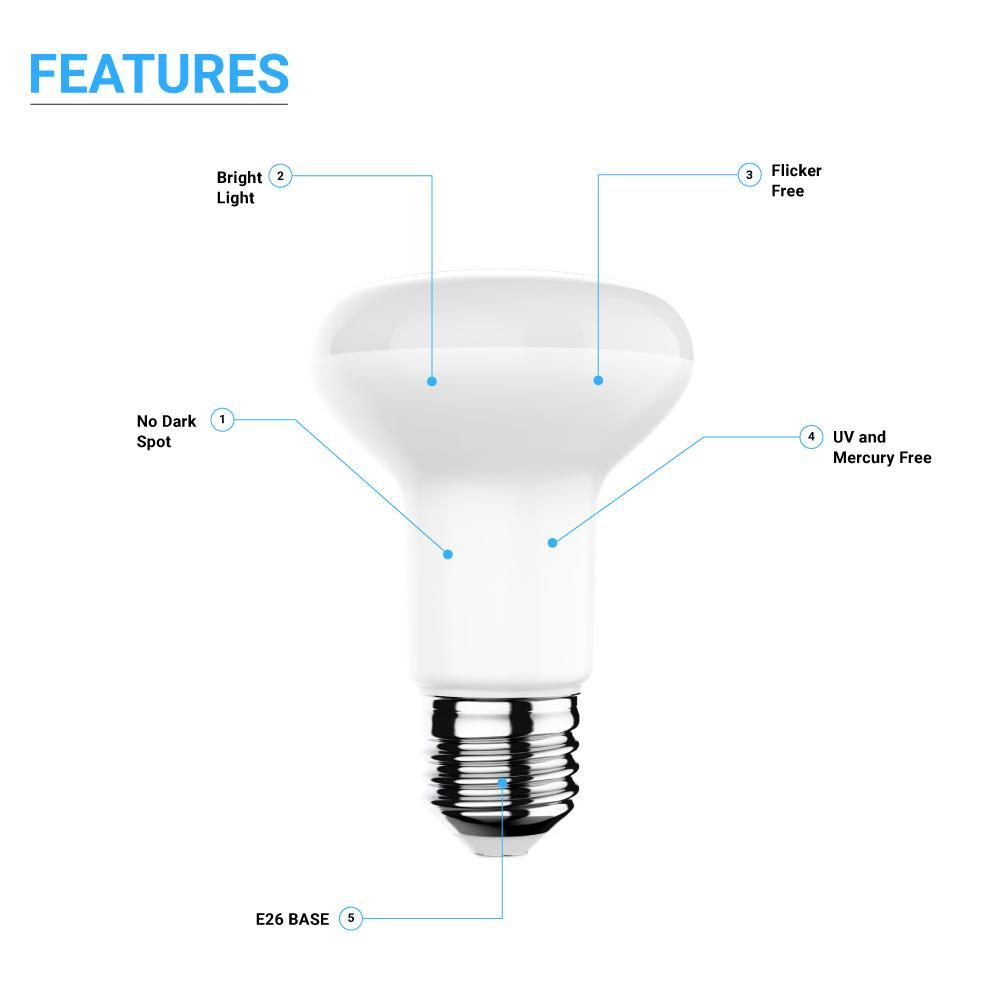 LED R20/BR20 Bulbs - 3000K - Warm White - 7.5 Watt - 50 Watt Equivalent, Dimmable