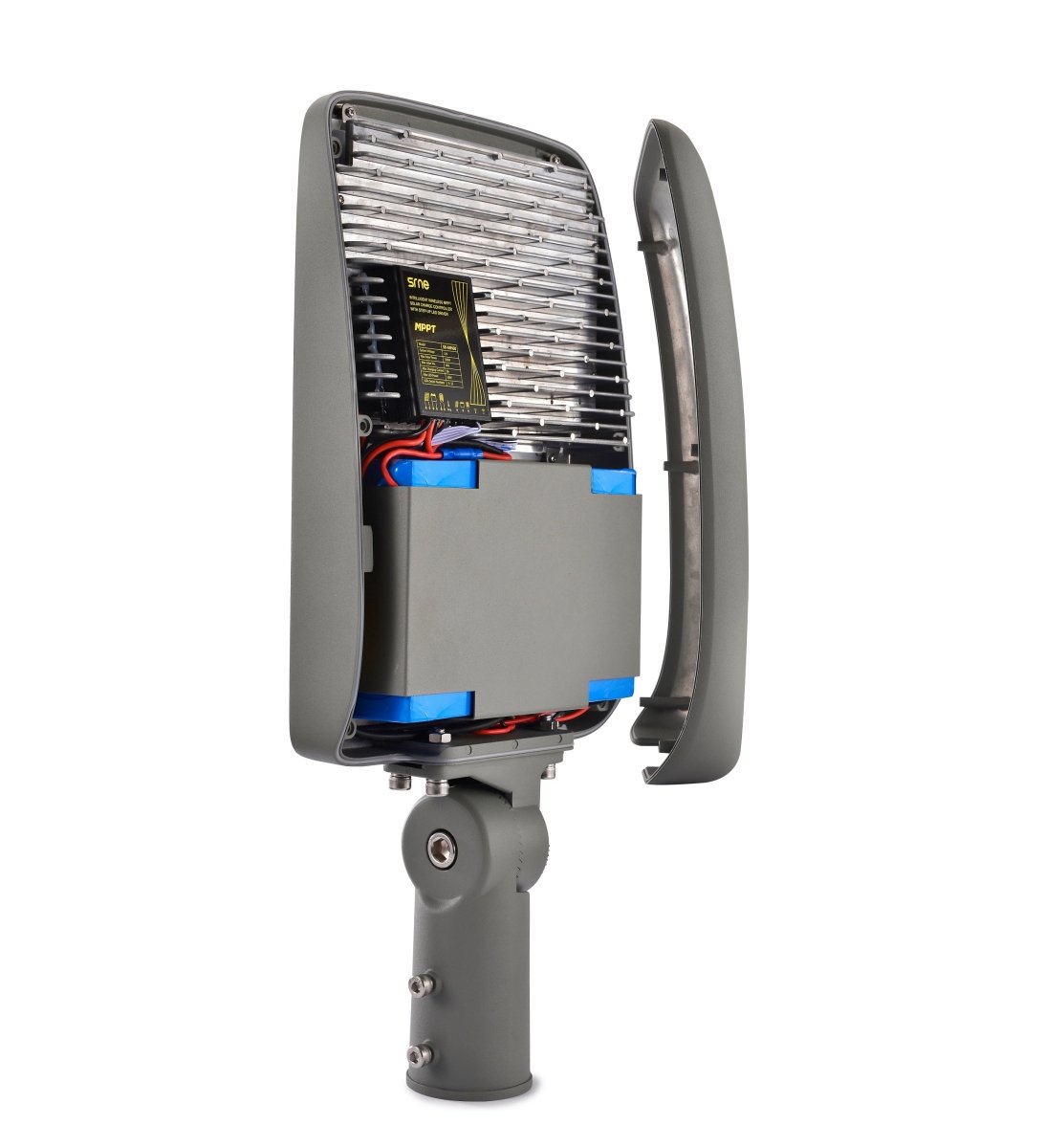LED Solar Street Light Set 60W w/ 120W Solar Panel 6000K, 7,200LM, 120V - 277V, IP65, 57.2AH Battery Capacity, Solar Power LED Street Lighting