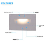 LED Step Lights 3W 3000K (Warm White), 120 LM, 120V, Rectangle, ETL Listed, Dimmable, Wet Location, Indoor Outdoor Stair Lights