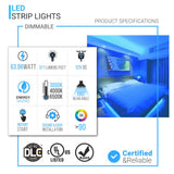 LED Strip Lights, IP20, 16.4ft, Dimmable, 12V, SMD 2835, 120 leds/Meter, UL, RoHS Listed, LED Lights for Bedroom, Kitchen, Home Decoration