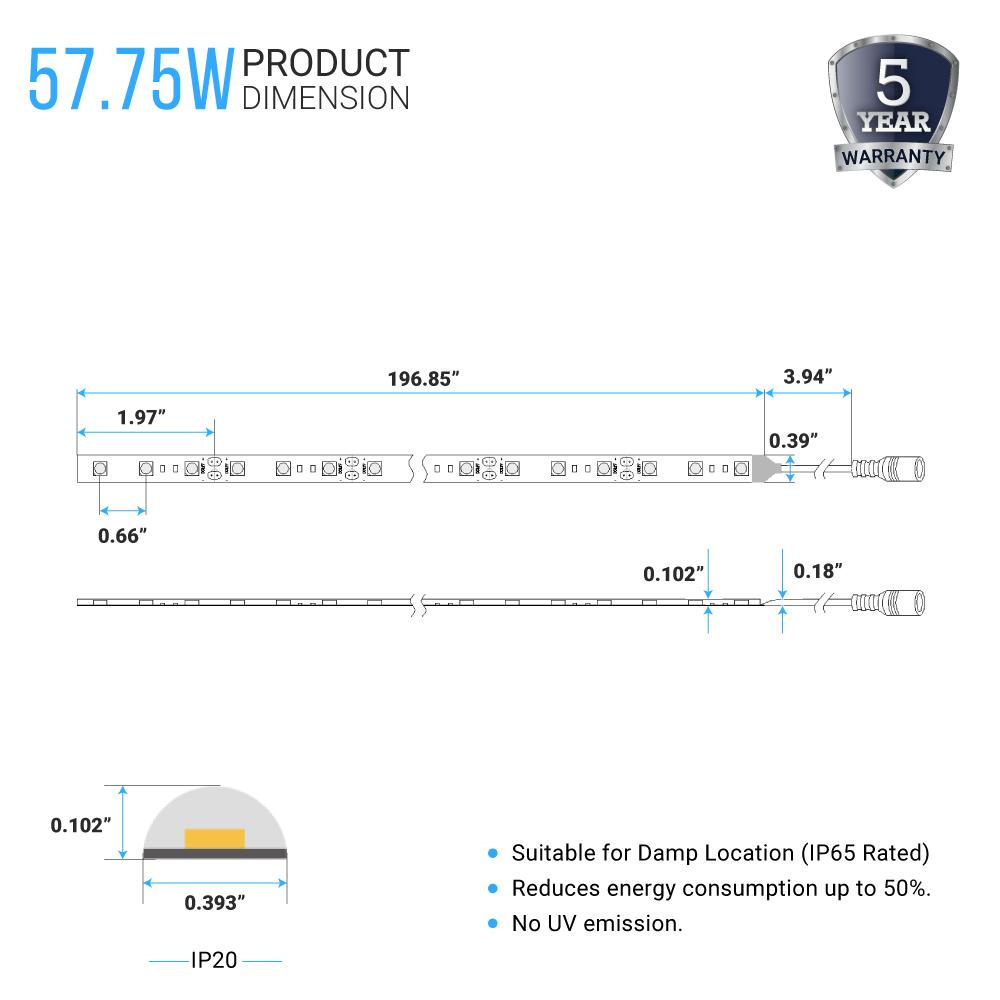 LED Strip Lights, IP20, 16.4ft, Dimmable, 12V, SMD 2835, 60 leds/Meter, UL, RoHS Listed, LED Lights for Bedroom, Kitchen, Home Decoration