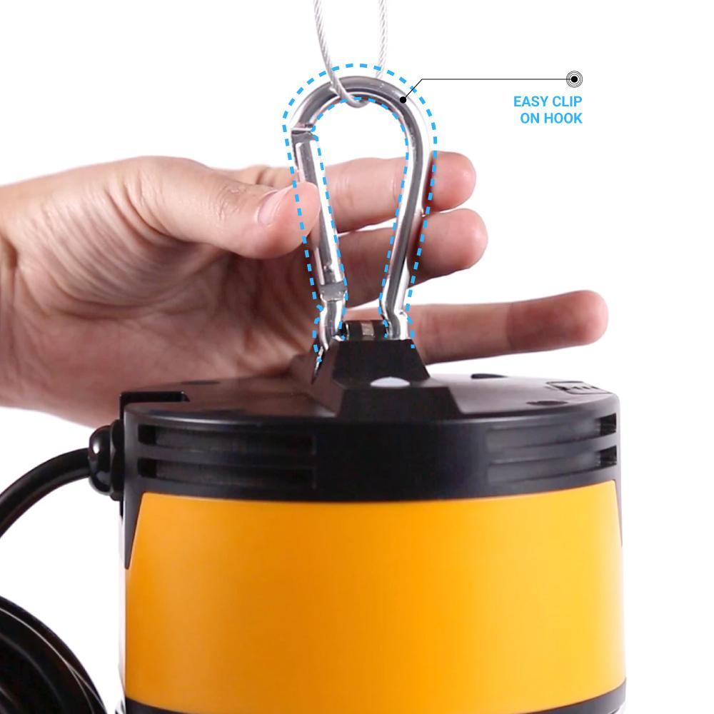 LED Temporary Work Lights with Cage, 100W 5000K, Plug and Play, Linkable, 12000LM, IP64, Portable Hanging Lighting for Construction Jobsite