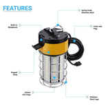 LED Temporary Work Lights with Cage, 100W 5000K, Plug and Play, Linkable, 12000LM, IP64, Portable Hanging Lighting for Construction Jobsite
