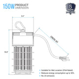 LED Temporary Work Lights with Cage, 150W 5000K 18000LM Plug and Play, Linkable, Jobsite Lighting, IP64, Portable Hanging Work Construction Light