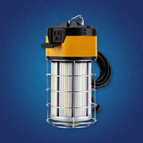 LED Temporary Work Lights with Cage, 150W 5000K 18000LM Plug and Play, Linkable, Jobsite Lighting, IP64, Portable Hanging Work Construction Light