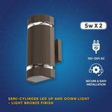 LED Up and Down Lights Outdoor, Semi Cylinder, 2X5W, AC100- 277V, Outdoor Wall Light ETL, RoHS Listed, Waterproof Outdoor Wall Lamps