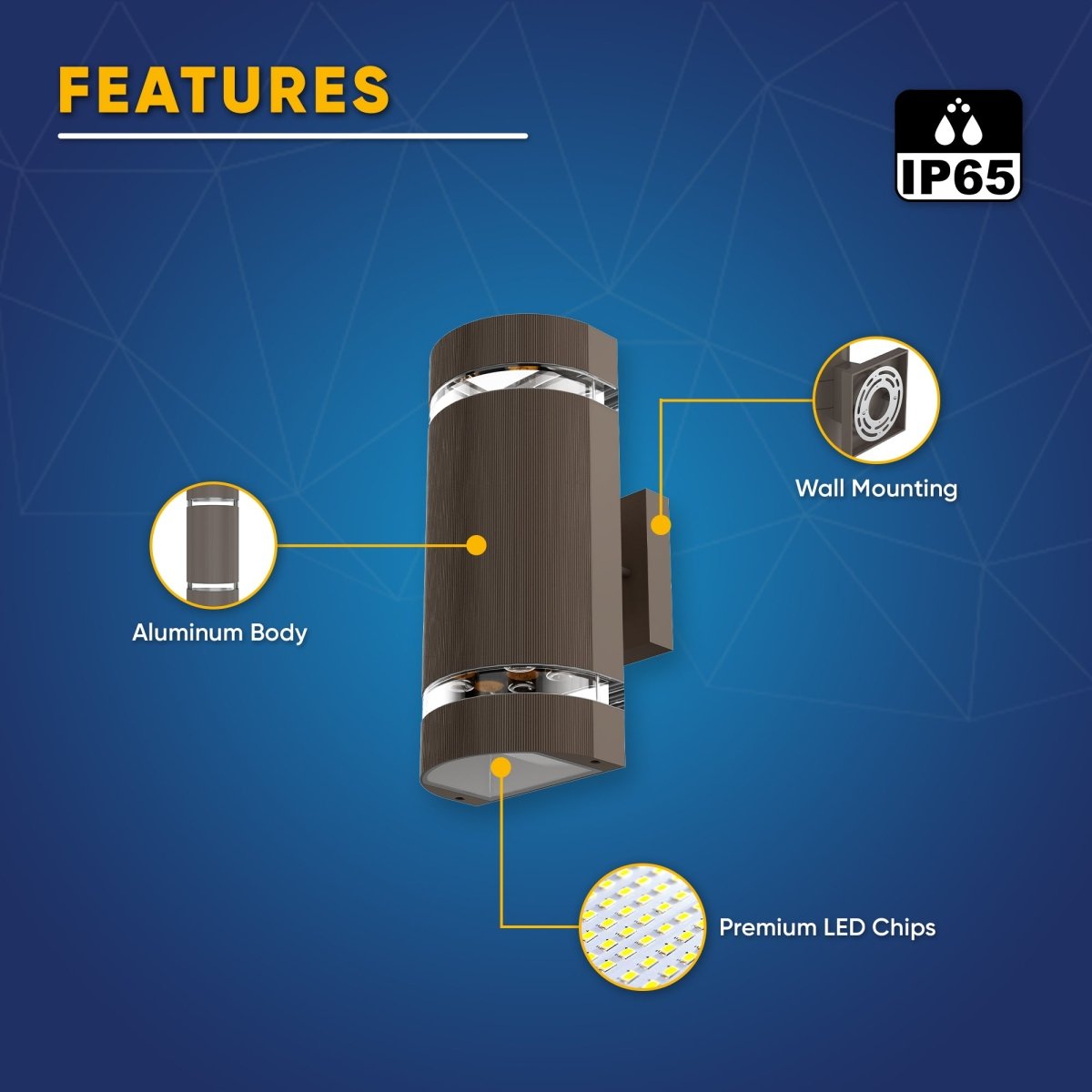 LED Up and Down Lights Outdoor, Semi Cylinder, 2X5W, AC100- 277V, Outdoor Wall Light ETL, RoHS Listed, Waterproof Outdoor Wall Lamps