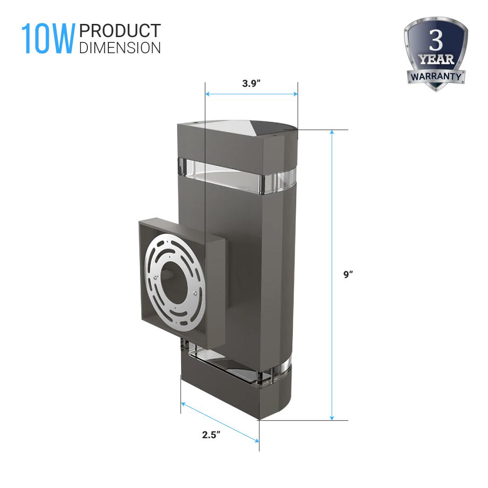 LED Up and Down Lights Outdoor, Semi Cylinder, 2X5W, AC100- 277V, Outdoor Wall Light ETL, RoHS Listed, Waterproof Outdoor Wall Lamps