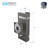 LED Up and Down Lights Outdoor, Semi Cylinder, 2X5W, AC100- 277V, Outdoor Wall Light ETL, RoHS Listed, Waterproof Outdoor Wall Lamps