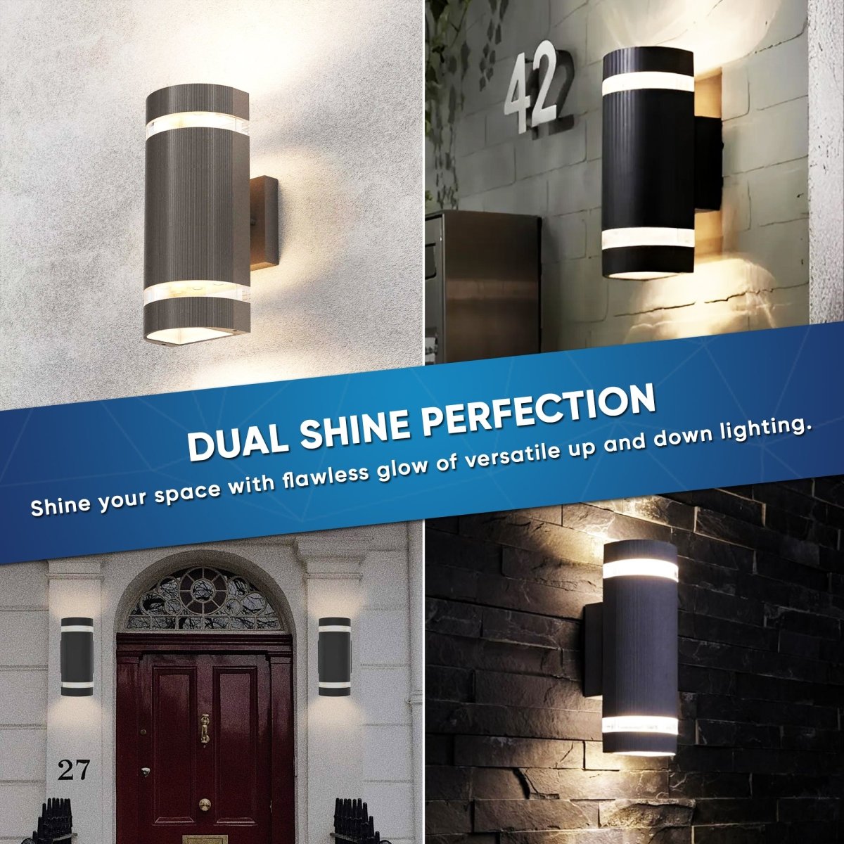 LED Up and Down Lights Outdoor, Semi Cylinder, 2X5W, AC100- 277V, Outdoor Wall Light ETL, RoHS Listed, Waterproof Outdoor Wall Lamps