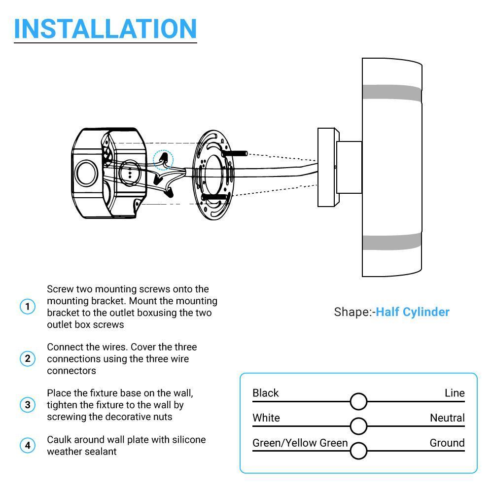 LED Up and Down Lights Outdoor, Semi Cylinder, 2X5W, AC100- 277V, Outdoor Wall Light ETL, RoHS Listed, Waterproof Outdoor Wall Lamps
