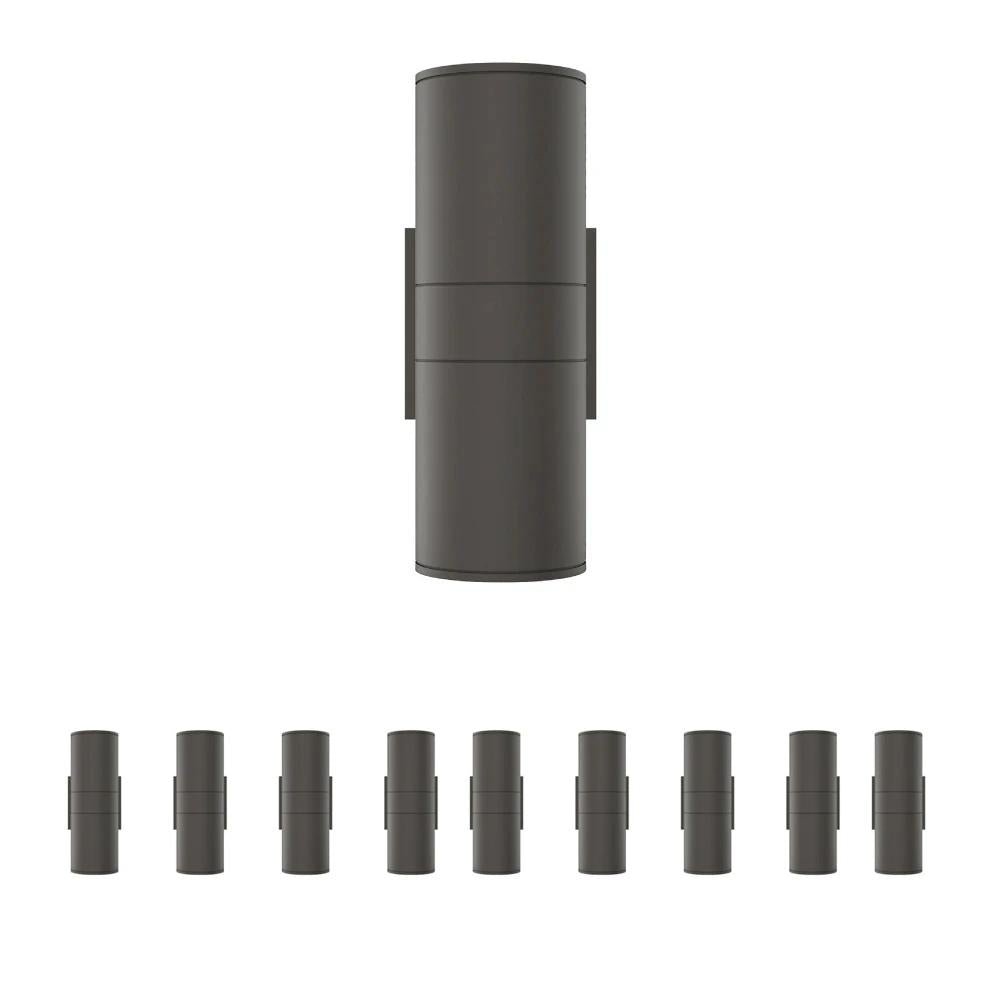 LED Up & Down Lights Outdoor, Cylinder, 12WX2, AC100- 277V, 80-90 Lm/W, IP65, Light Bronze Finish, Double Side