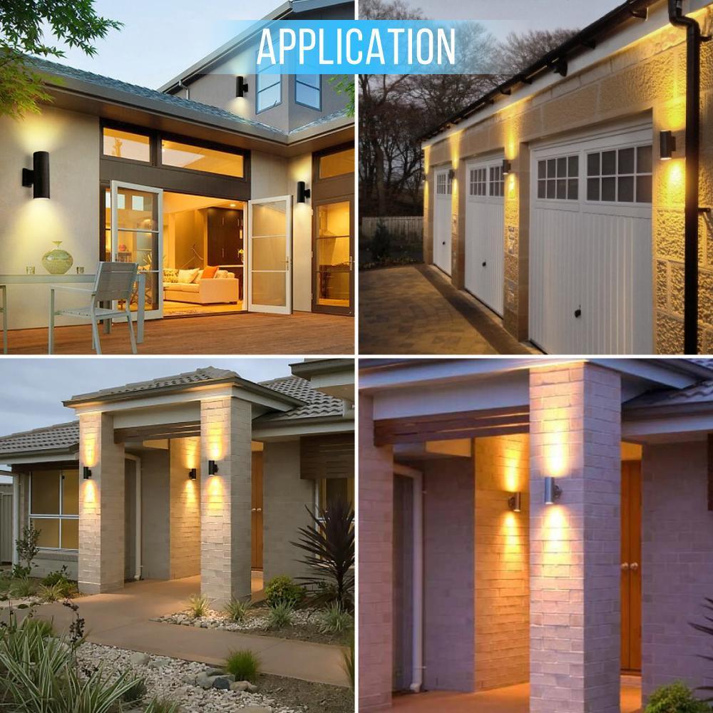 LED Up & Down Lights Outdoor, Cylinder, 12WX2, AC100- 277V, 80-90 Lm/W, IP65, Light Bronze Finish, Double Side