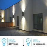 LED Up & Down Lights Outdoor, Cylinder, 12WX2, AC100- 277V, 80-90 Lm/W, IP65, Light Bronze Finish, Double Side