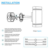 LED Up & Down Wall Lights Outdoor, Square, 2x6W, AC100- 277V, Waterproof Wall Sconce in 2 Lights, ETL-Listed, 80-90 Lumens/W