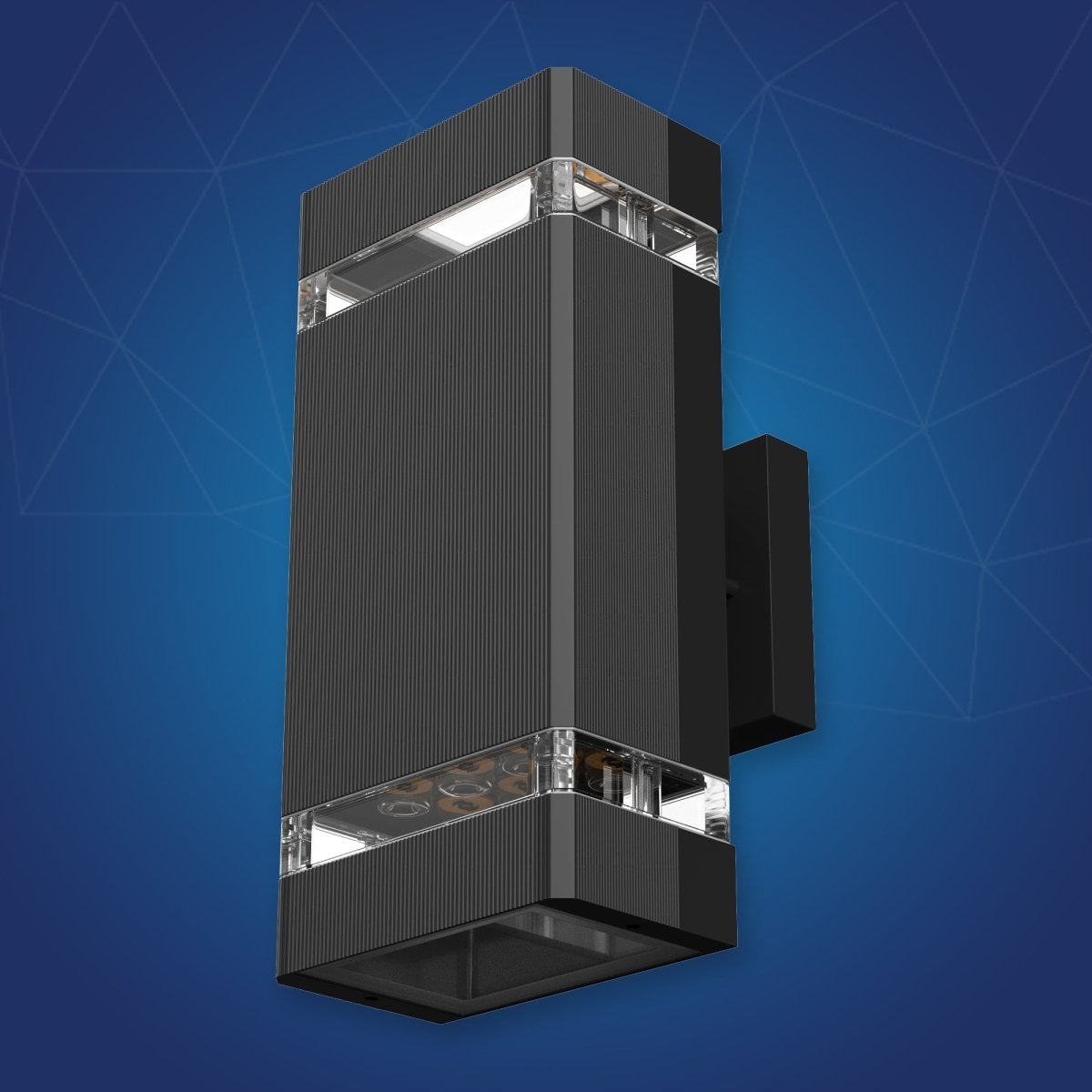 LED Up & Down Wall Lights Outdoor, Square, 2x6W, AC100- 277V, Waterproof Wall Sconce in 2 Lights, ETL-Listed, 80-90 Lumens/W