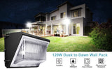 LED Wall Pack Light with Dusk-to-Dawn Photocell 120W 5700K 16300LM, Forward Throw, IP65 Waterproof Outdoor Wall Light Fixture, Commercial Security Lighting, UL, DLC Premium