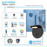 LED Wall Sconce Light, 14W, 3000K (Warm white), 558LM, Industrial Design, Dimmable, Diameter 6.2 inch