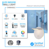 LED Wall Sconce Light, 14W, 3000K (Warm white), 558LM, Industrial Design, Dimmable, Diameter 6.2 inch