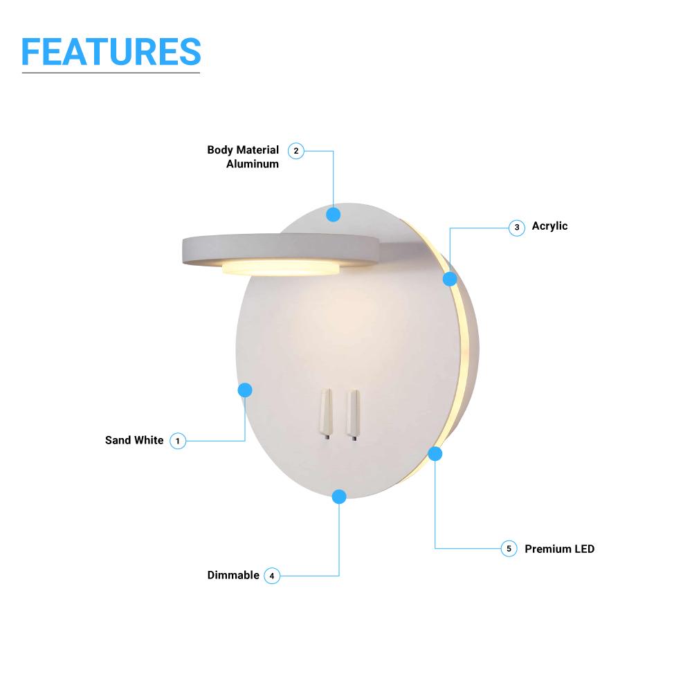 LED Wall Sconce Light, 14W, 3000K (Warm white), 558LM, Industrial Design, Dimmable, Diameter 6.2 inch