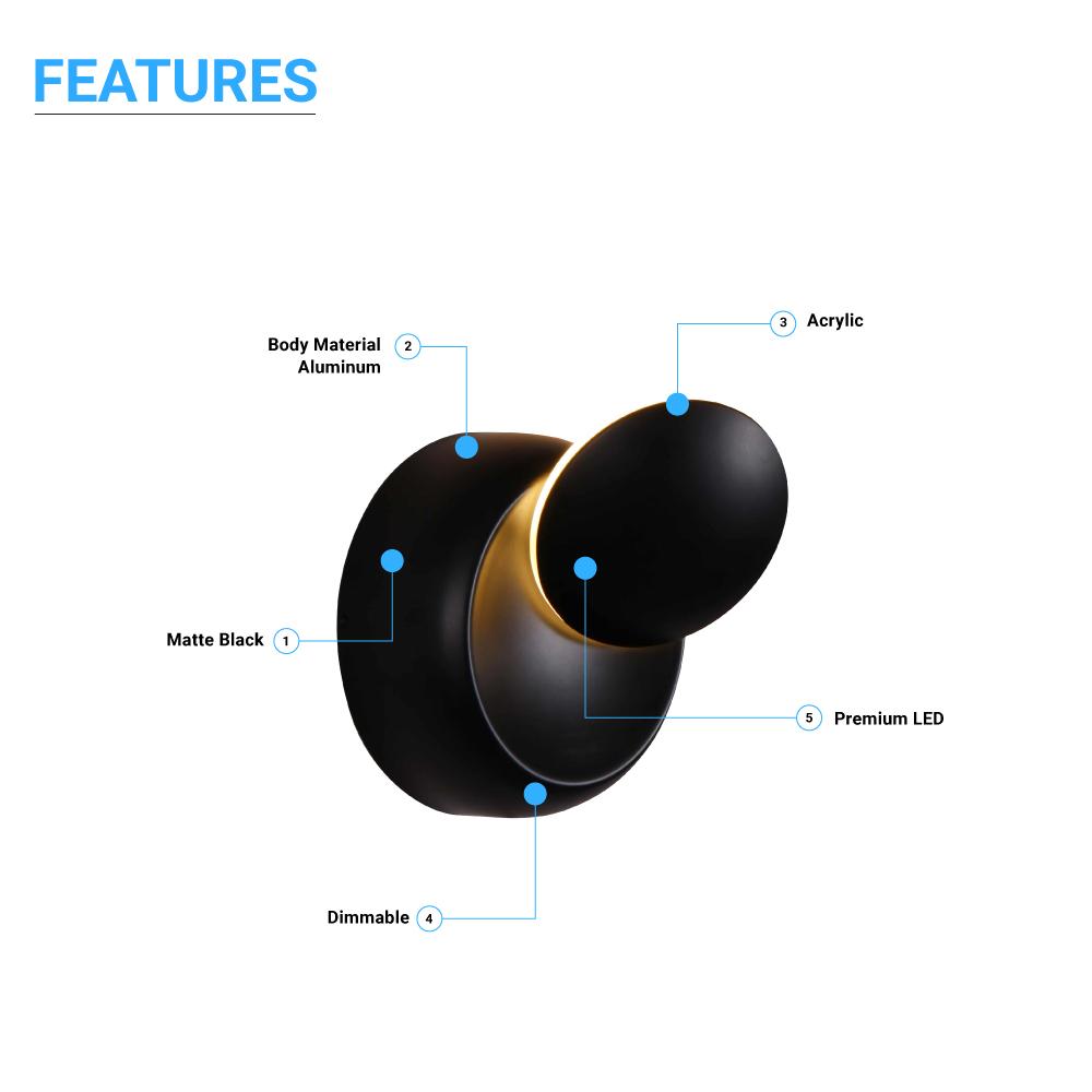 LED Wall Sconce Light, 7W, 3000K (Warm White), Dimmable, Modern Indoor Wall Mount Sconces