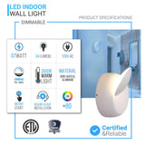 LED Wall Sconce Light, 7W, 3000K (Warm White), Dimmable, Modern Indoor Wall Mount Sconces