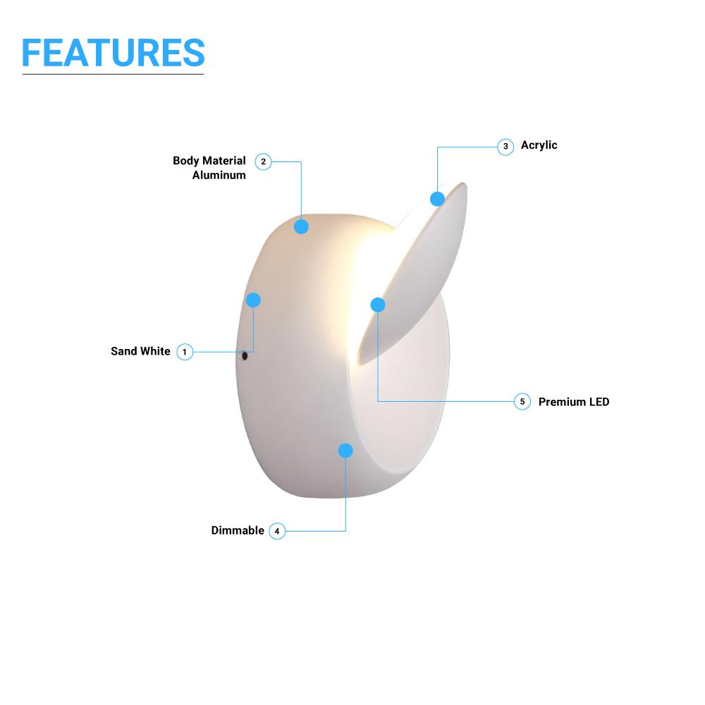 LED Wall Sconce Light, 7W, 3000K (Warm White), Dimmable, Modern Indoor Wall Mount Sconces