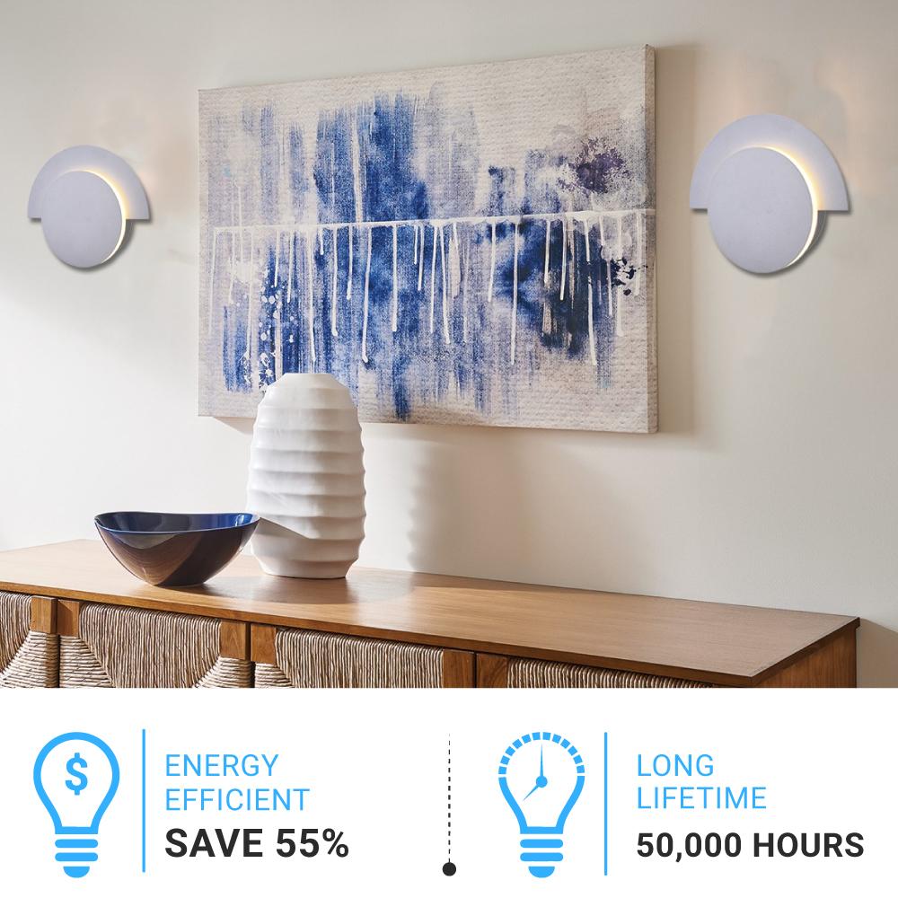 LED Wall Sconce Light For Living Room Lighting, 10W 3000K (Warm White) 483LM 120V Dimmable, Round
