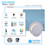 LED Wall Sconce Light For Living Room Lighting, 10W 3000K (Warm White) 483LM 120V Dimmable, Round