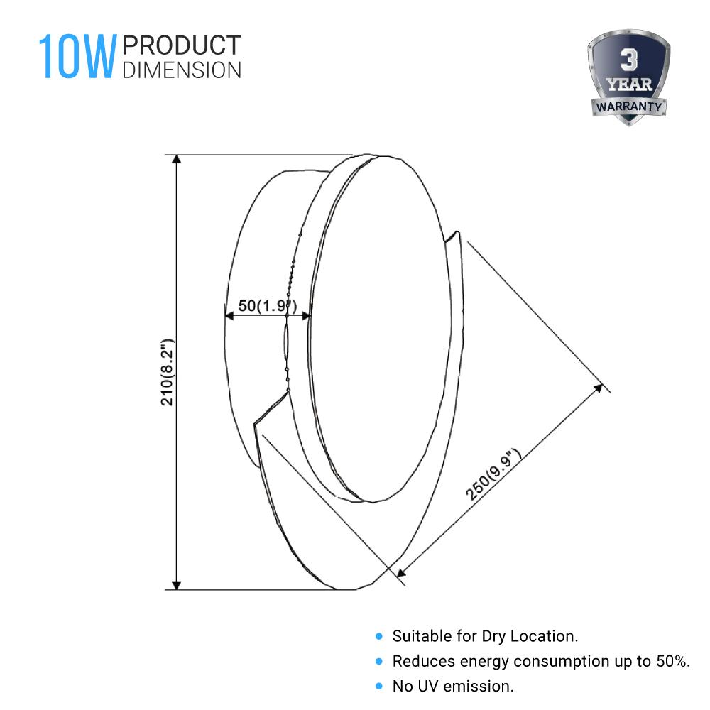 LED Wall Sconce Light For Living Room Lighting, 10W 3000K (Warm White) 483LM 120V Dimmable, Round
