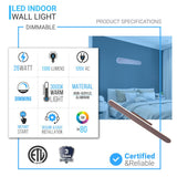 LED Wall Sconce with Brushed brown Body Finish, 26W, 3000K, 1300LM, Dimmable, Aluminum Body Material