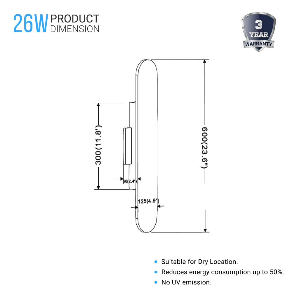 LED Wall Sconce with Brushed brown Body Finish, 26W, 3000K, 1300LM, Dimmable, Aluminum Body Material
