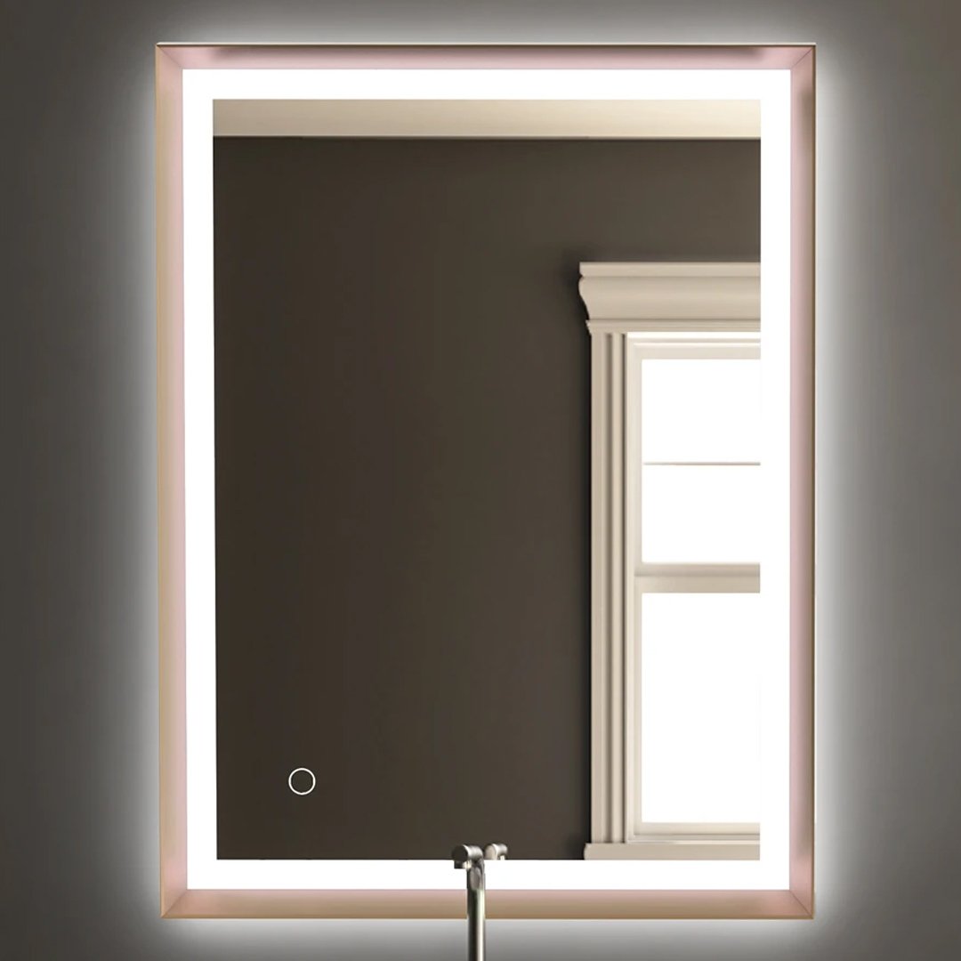 Frontlit/Backlit LED Lighted Bathroom Vanity Mirror with Frame, Anti-Fog, Touch Button, CRI 90+, Adjustable CCT & Memory, Magnum Style