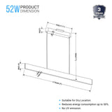 Linear LED Pendant Mount Lighting Fixture in Brushed brown Body Finish, 52W, 3000K, 2600LM, Dimmable