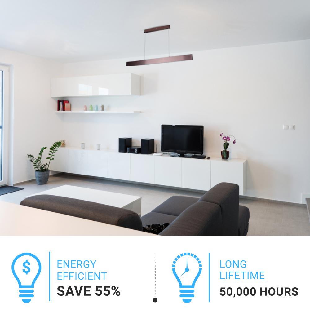Linear LED Pendant Mount Lighting Fixture in Brushed brown Body Finish, 52W, 3000K, 2600LM, Dimmable