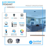 Linear Rectangular Pendant Lighting Fixture, 17W, 3000K (Warm White), 1137LM, Dimension: 36.1''x71''