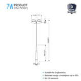 Living Room Pendant For Low Ceiling, 7W, 3000K (Warm White), 348LM, Dimmable, Pendant Mounting